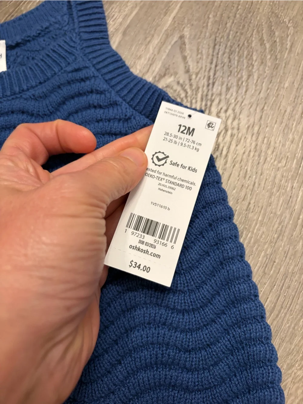 OshKosh B'gosh Baby Girl Sweater Knit Tank Top - Navy- NWT